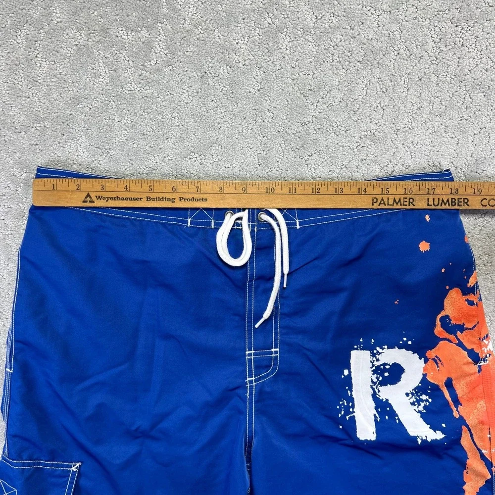 VINTAGE Polo Ralph Lauren Board Shorts Mens Large Blue Swim Trunks Surf Big Pony